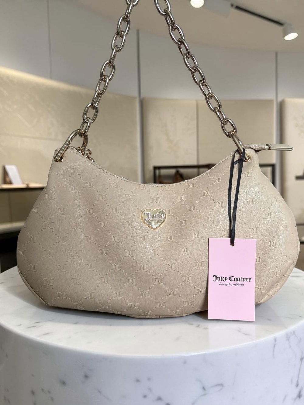 Juicy Couture Beige Chain-Handle Shoulder Bag